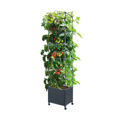 LINEX Raised Garden Bed Planter Box with Trellis, 67.6” Tomato Planters fo