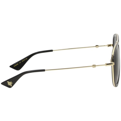 Pre-owned Gucci Men's Sunglasses Polarized Lens Gold And Black Metal Frame Gg0062s 011 In Gray