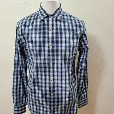 Banana Republic Men Size M Checked Cotton Tailored Fit Non Iron L/S Casual Shirt