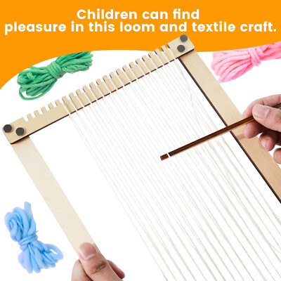 Weaving Loom Kit Complete Wooden Weaving Frame Set with  6 Knitting Thread beJoZ