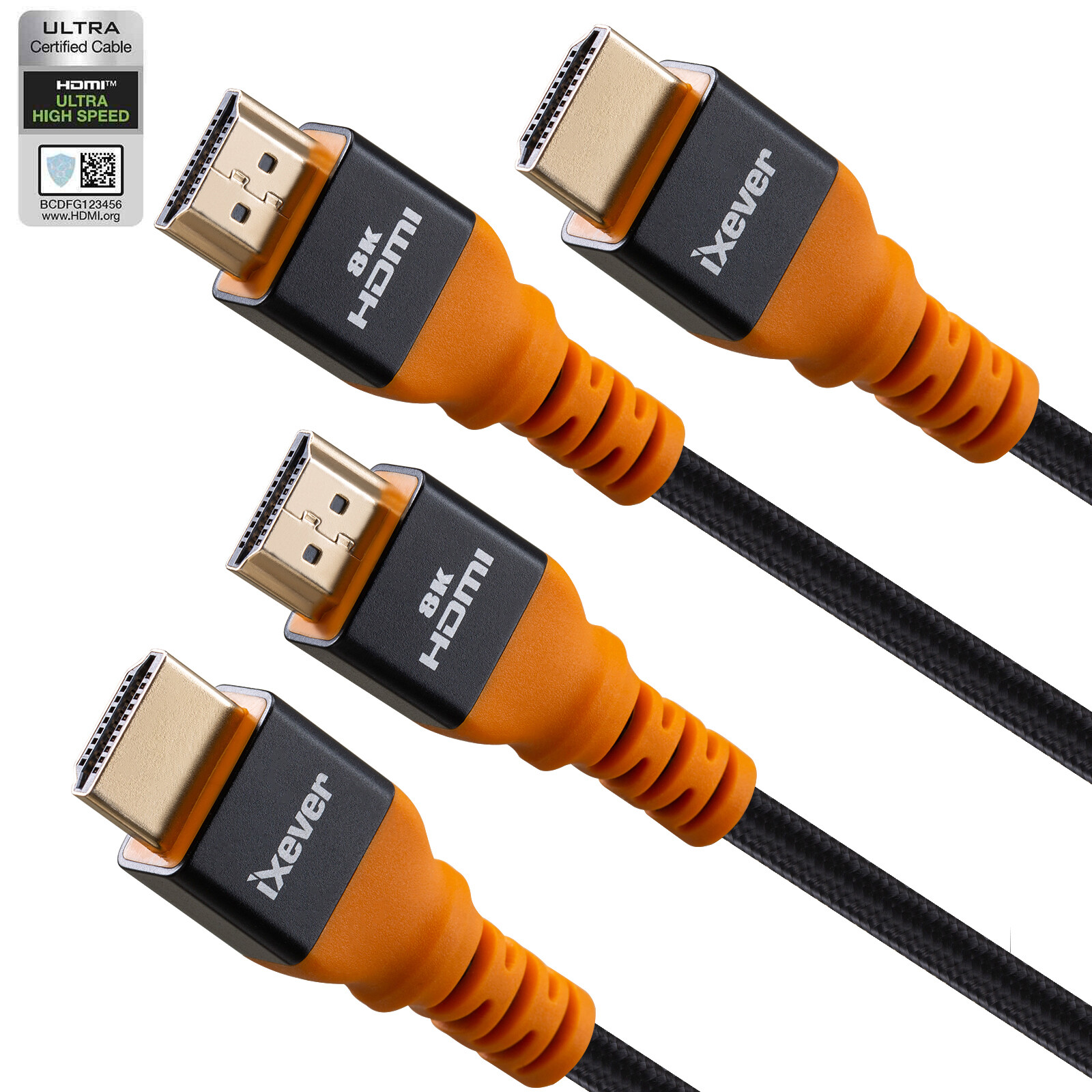 8K Certified HDMI 2.1 Cable 10FT 3M (2Pack) UHD 48Gbps 3D,eARC,Dolby 7.1,HDCP2.2