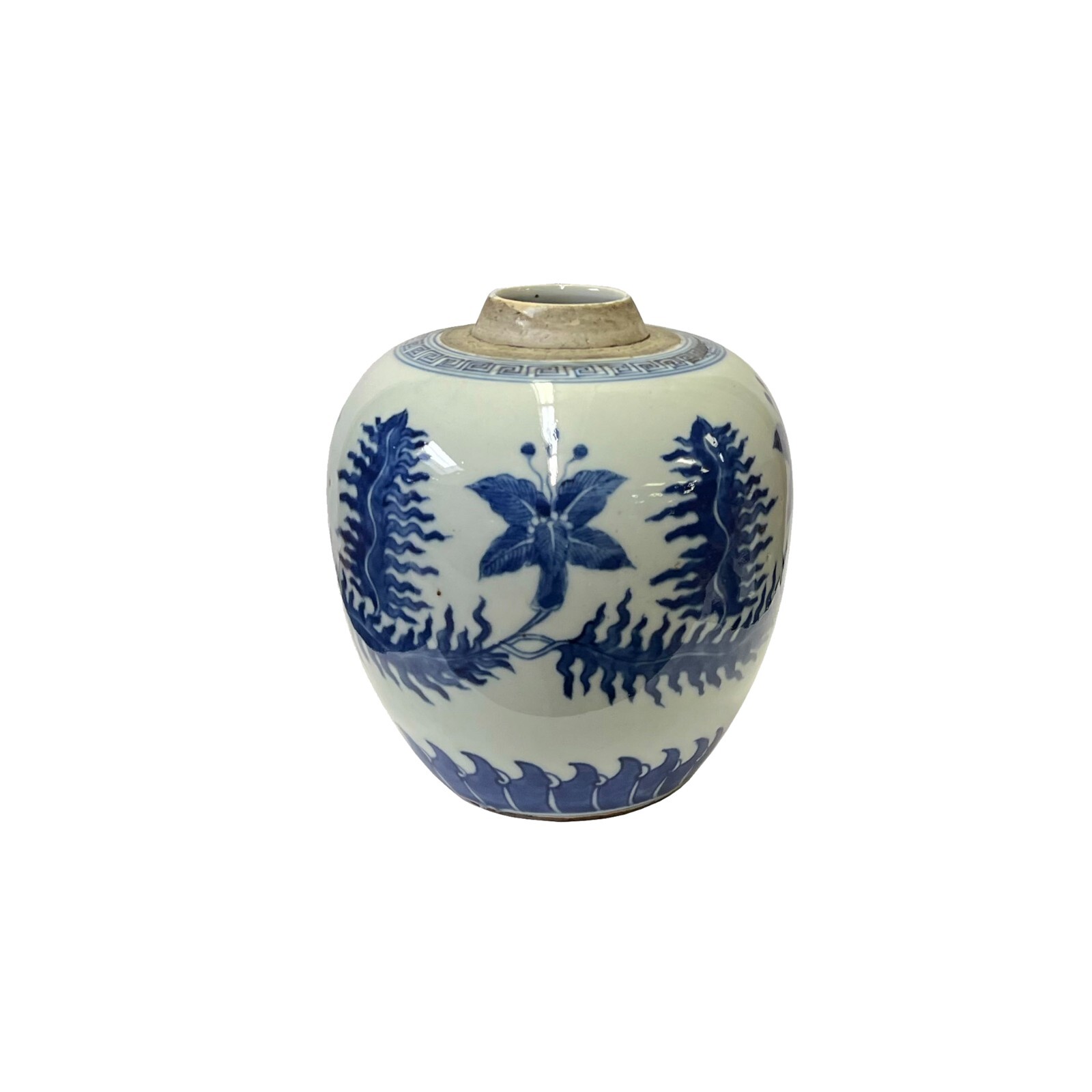 Oriental Flower Leaf Small Blue White Porcelain Ginger Jar ws3339S Oriental Flower Leaf Small Blue White Porcelain Ginger Jar ws3339S