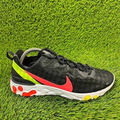 Nike React Element 55 Mens Size 9.5 Black Red Athletic Shoes Sneakers CJ0782-001