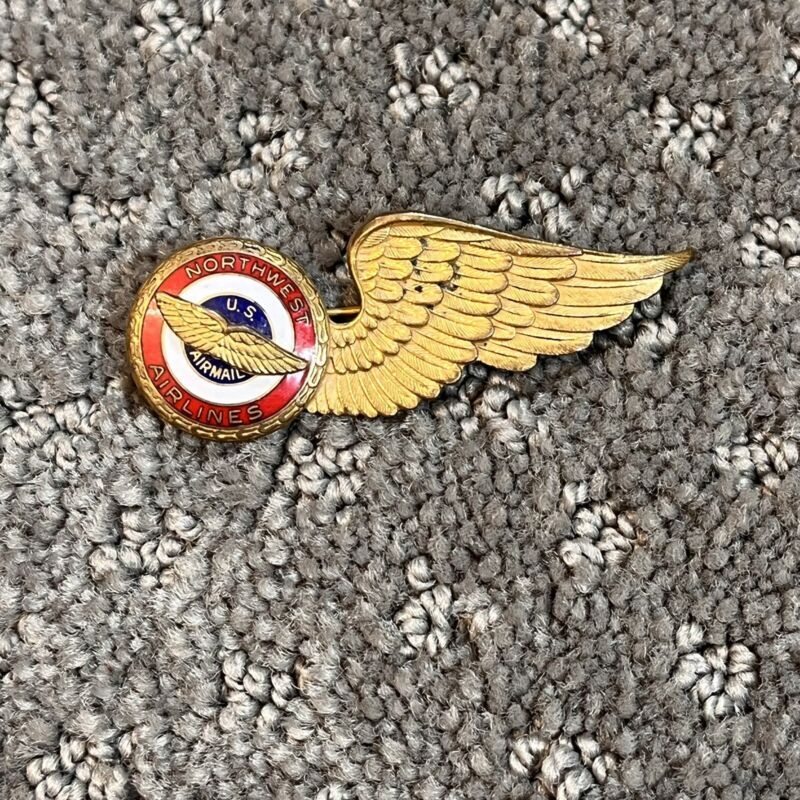 Vintage Northwest Airlines US Airmail Half Wing Pin