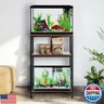 SwaaVee Aquarium Stand, 10 Gallon Fish Tank Stand with Storage, 3 Tier Metal Frame Cabinet Suitable for Fish Tank, Turtle Tank, Rustic Brown (10 Gallon)