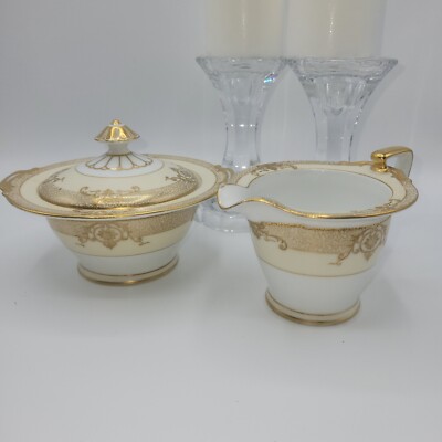 Noritake China Morimura CHERAMY Creamer Sugarbowl Lid 3 Pc