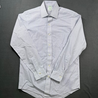 Brooks Brothers Shirt Mens 15-33 White Blue Classic Fit Button Up