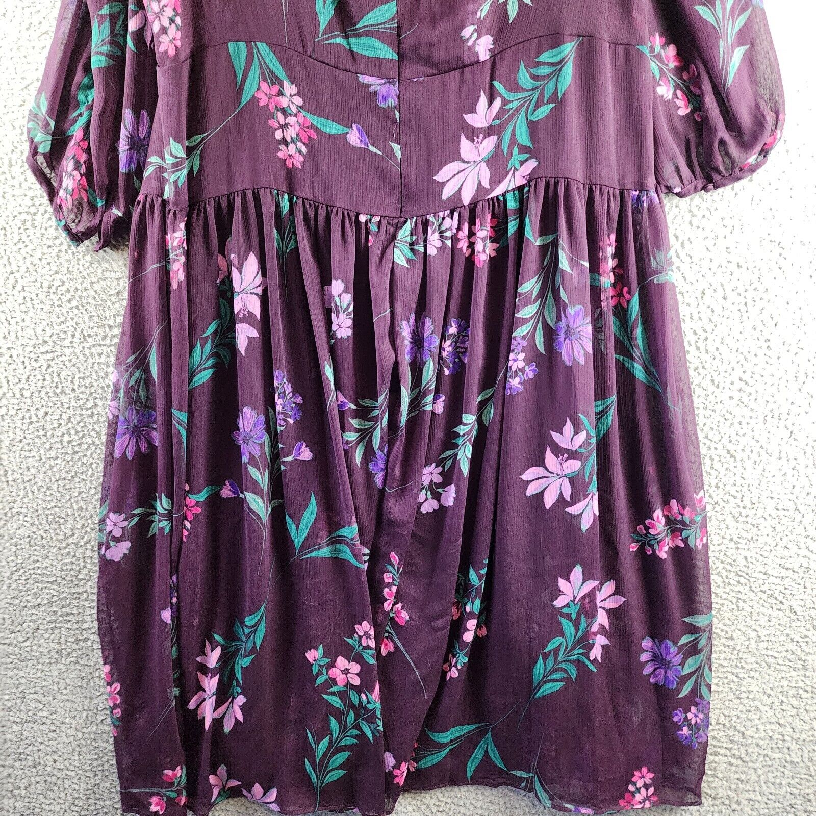 Calvin Klein Plus Size Floral Wrap Dress Women's 20W Eggplant Multi Back Zip - Picture 12 of 12