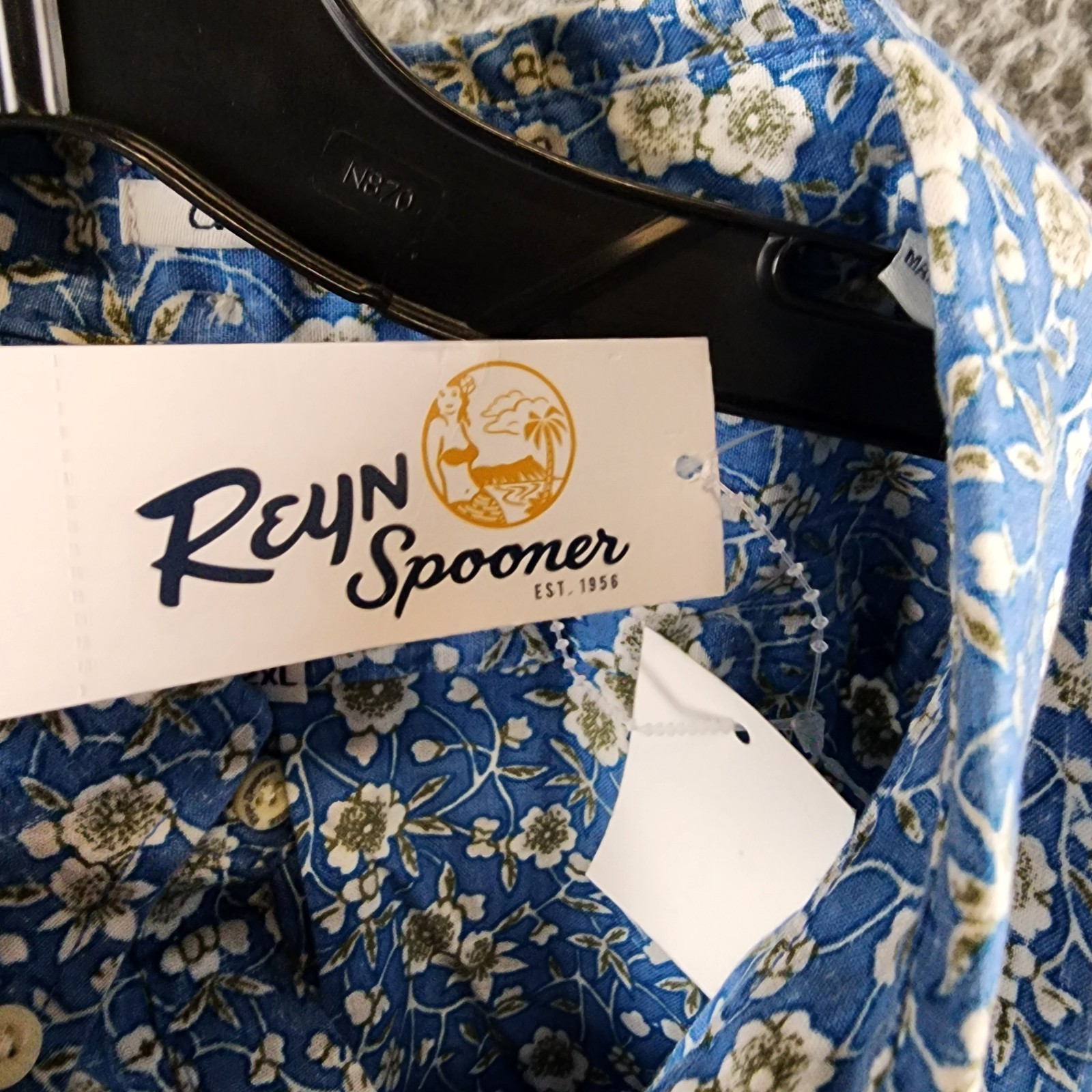 Reyn Spooner Kettle Floral Classic Fit Camp Shirt Men's 2XL Lichen Blue S/S - Picture 13 of 17