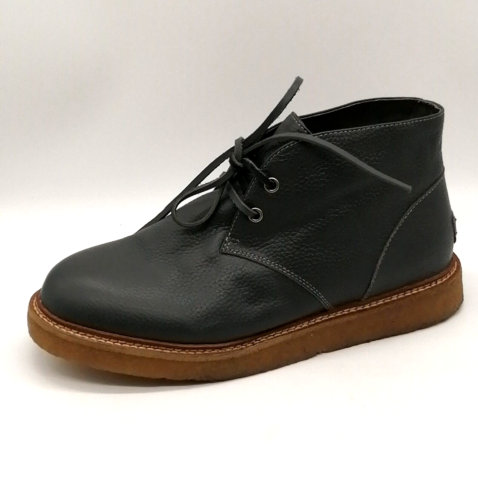 Gray Leather Lace Up Fur 9