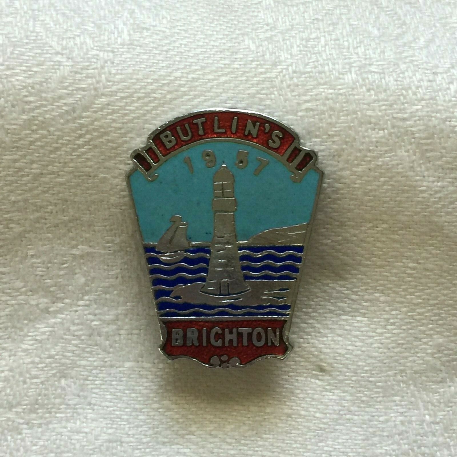 Vtg Butlins 1957 Brighton England Resort Holiday Camp Souvenir Lapel Pin Pinback