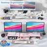 gianotter Dual Monitor Stand Riser, Desk Organizer With Drawer and 2 Pen Holders,Desk Organizers and Accessories, Pink Office Supplies (Pink)