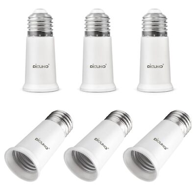 Light Socket Extender Adapter, E26 to E26 Screw Bulb Base Converter 6 Pack