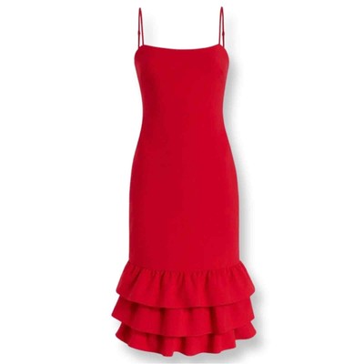 NWT Amica Ruffle Sheath Dress In Scarlet