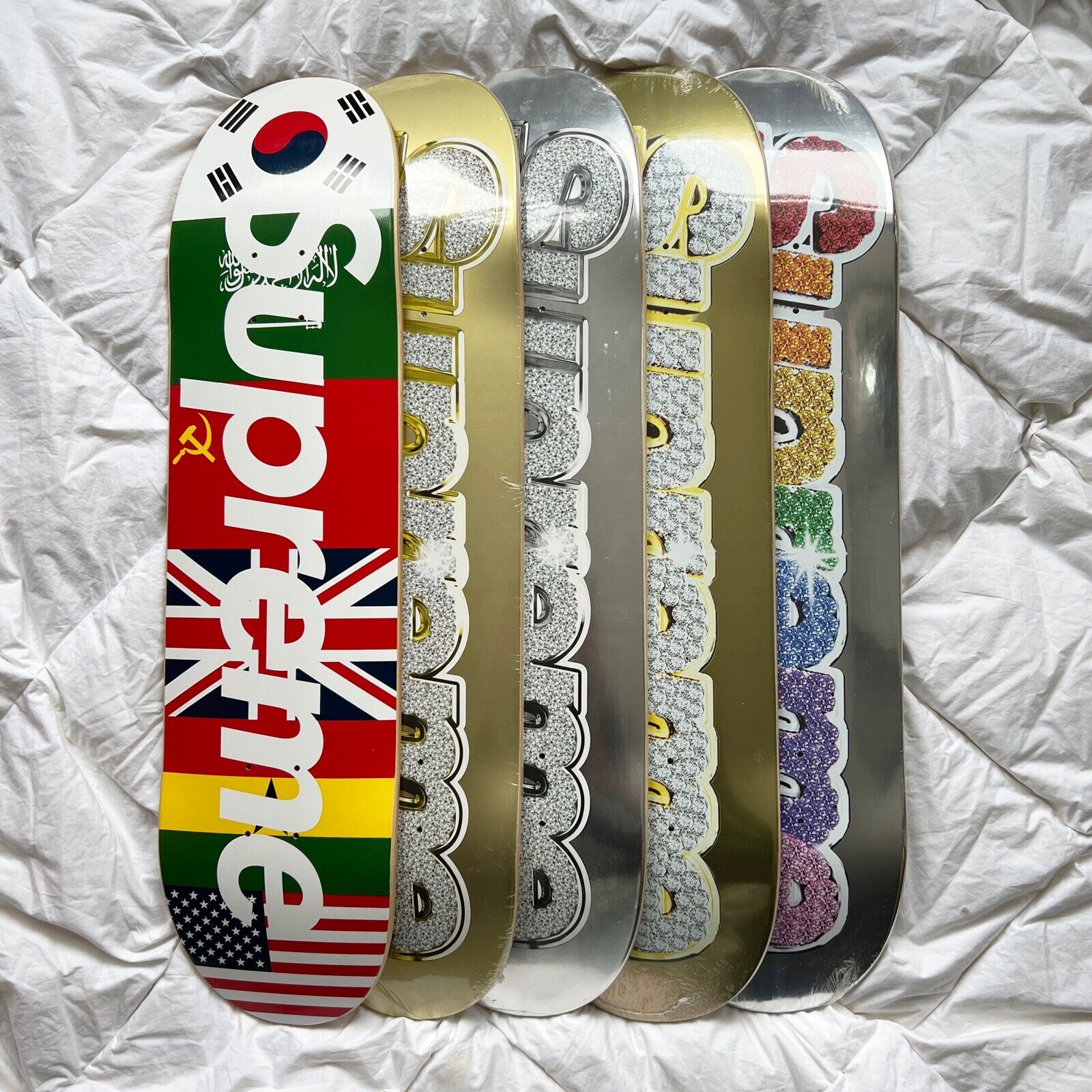 Supreme 2012 and 2022 Bling Box Logo, and 2013 Flag Supreme 2012 and 2022 Bling Box Logo, and 2013 Flag