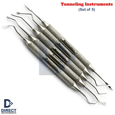 5Pcs Dental Tunneling Instruments Hole Soft Tissue Flap Perio Elevators Surgical