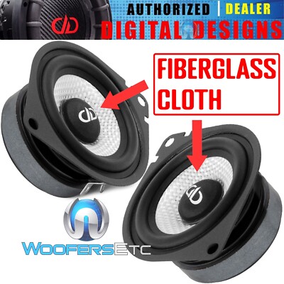 DD AUDIO D-FR2.75 2.75'' 125W CAR DASH FIBERGLASS SPEAKERS MIDRANGE TWEETERS NEW
