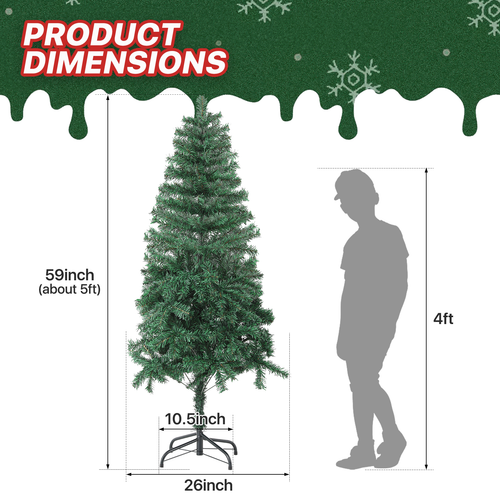 5 FT Christmas Tree Artificial Home Xmas Holiday Decoration w/Metal Stand Green