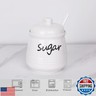 HAOTOP 12oz Sugar Bowl with Lid and Spoon,Ceramic Sugar Jar Sugar Dispenser Sugar Container Coffee Bar Accessories, Kitchen Countertop Canisters, White