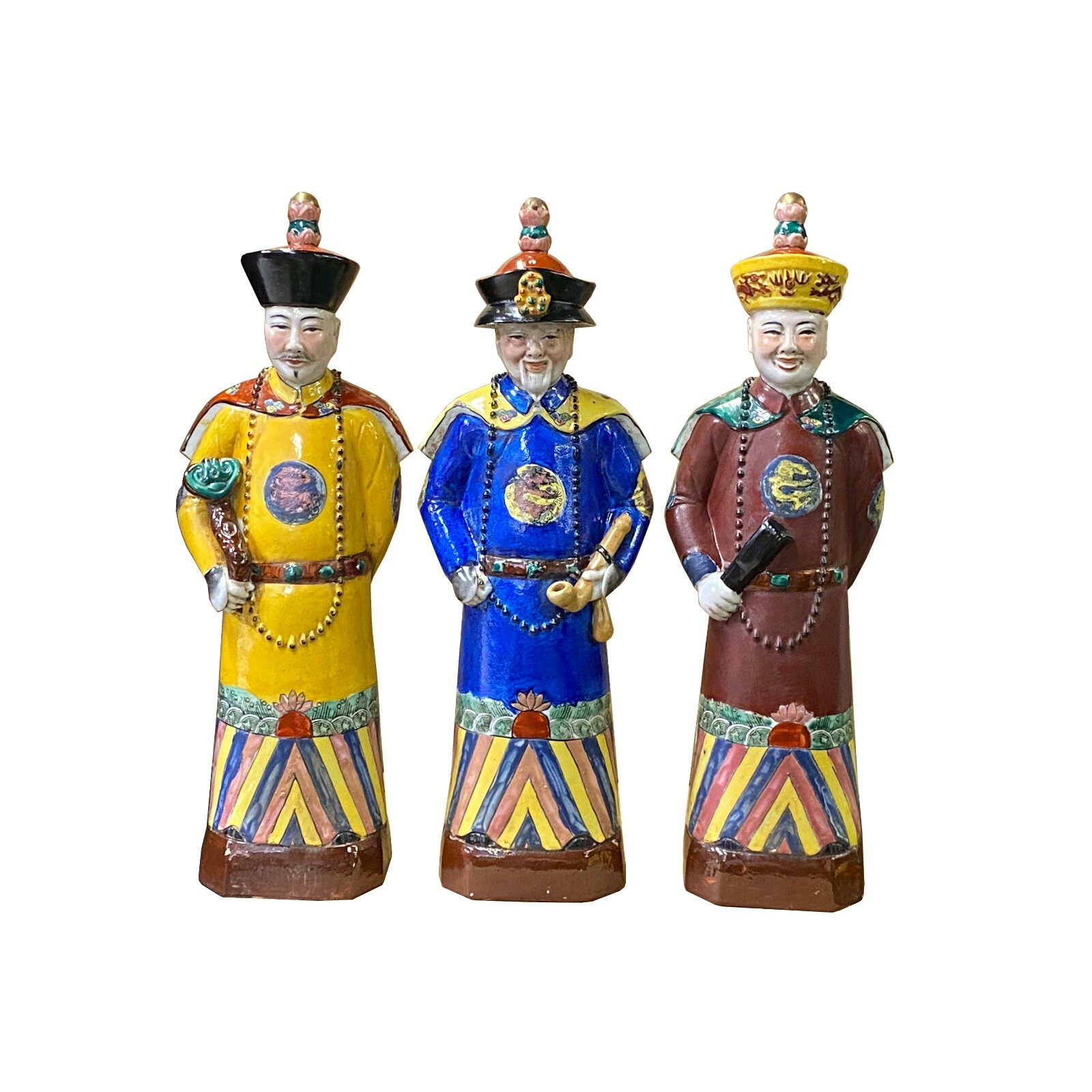 Chinese Color 3 Standing Ching Qing Emperor Kings Figure Set ws2131S Chinese Color 3 Standing Ching Qing Emperor Kings Figure Set ws2131S
