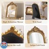 YUSONG Vintage Makeup Desk Mirror, Antique Gold Arched Tabletop Mirror with Resin Frame - Decorative Wall Art for Living Room, Bedroom Decor, Retro Table 9.3