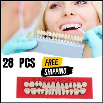 28 Set False Fake Teeth Denture Upper＆Bottom Tooth Dental Veneers Snap Cover US