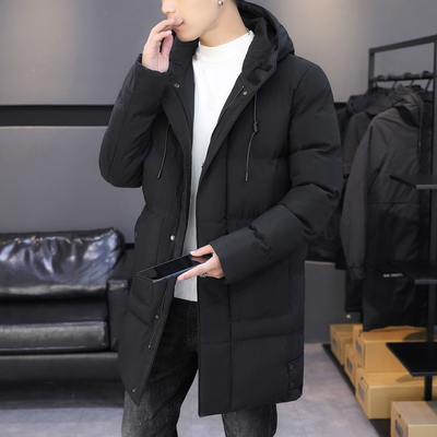 Men s Trendy Mid Length Padded Jacket Padded Hooded Coat Winter