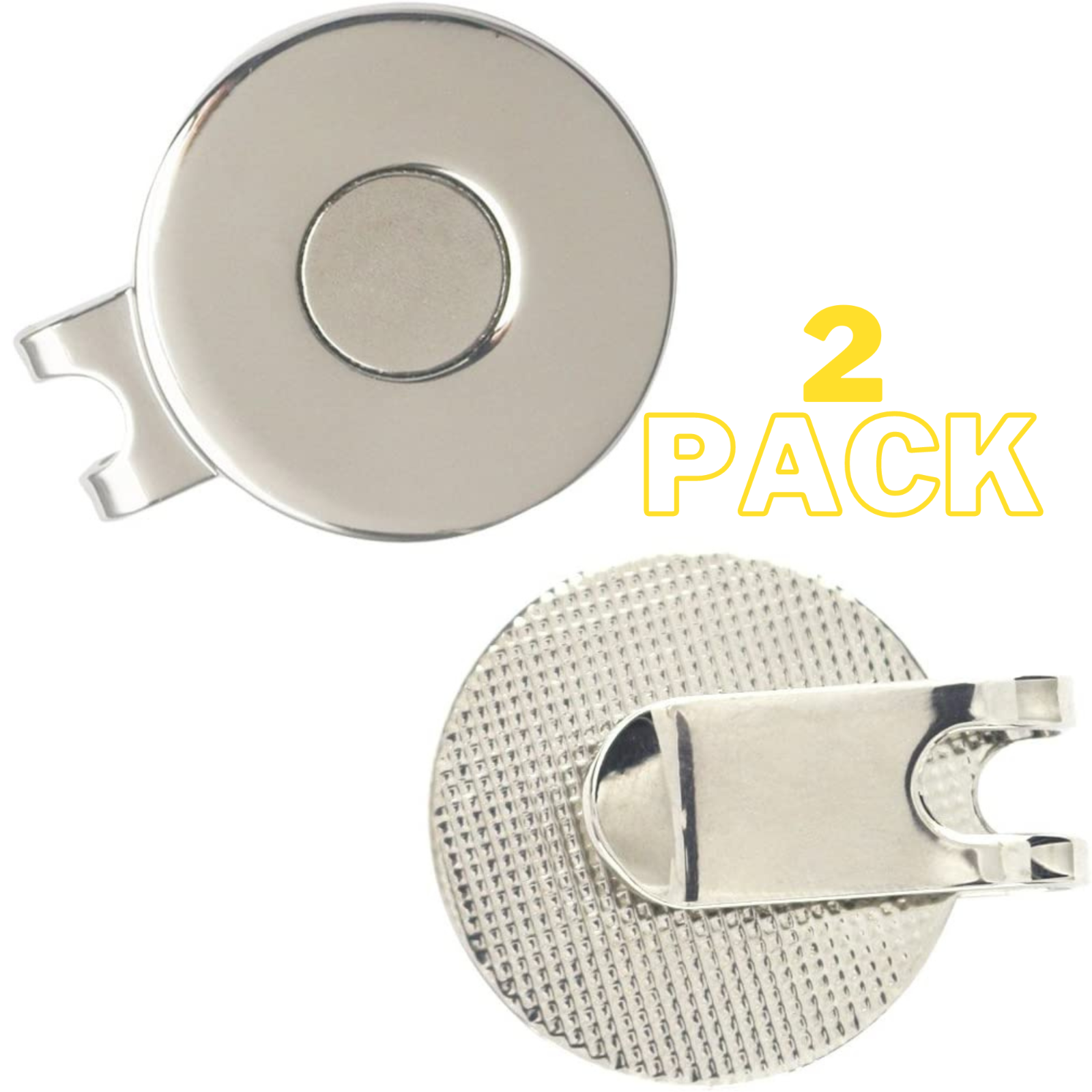 TWO Hat Clip Golf Ball Marker Holder with Heavy Duty Magnet Attached
