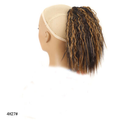 Kinky Straight Ponytail Clip In Hairpieces Curly Drawstring Ponytails Natural 