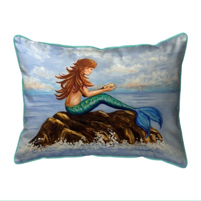 Betsy Drake Mermaid's Handbook Large Indoor Outdoor Pillow 16x20