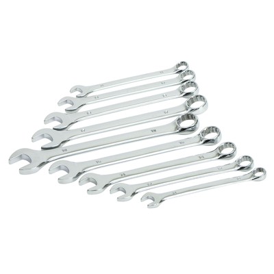 Ironton 9-Pc. Full-Polish Metric Wrench Set, 10.3in.L, Model# E-2004