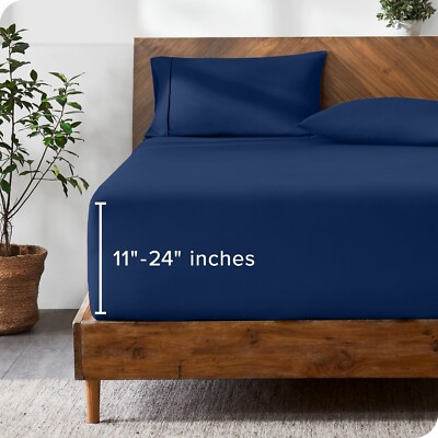 Bare Home 24'' Deep Pocket Fitted Sheet - Premium 1800 Microfiber