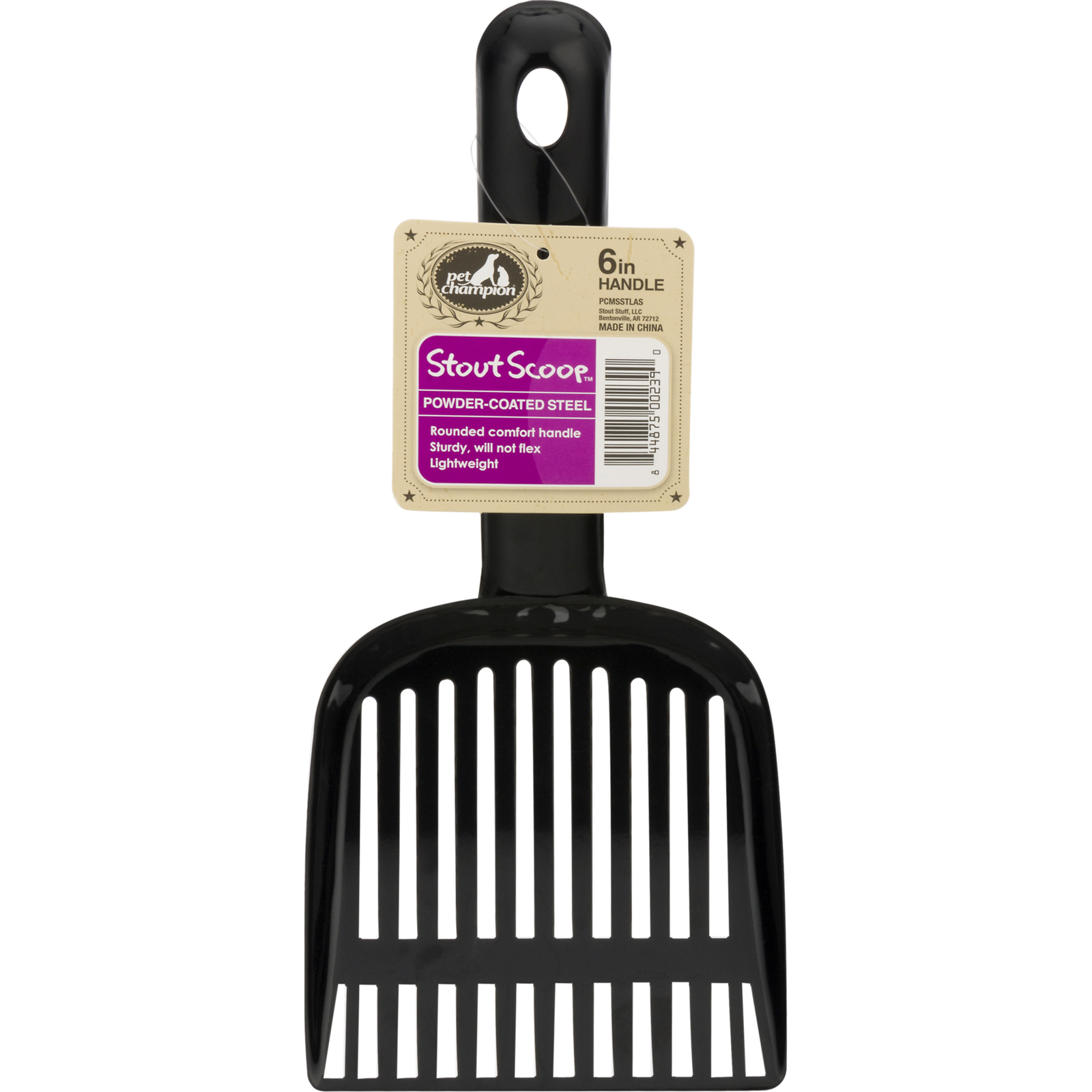 7 Count Pet Champion, Stout Cat Litter Scoop, Powder-Coated Steel, Black New