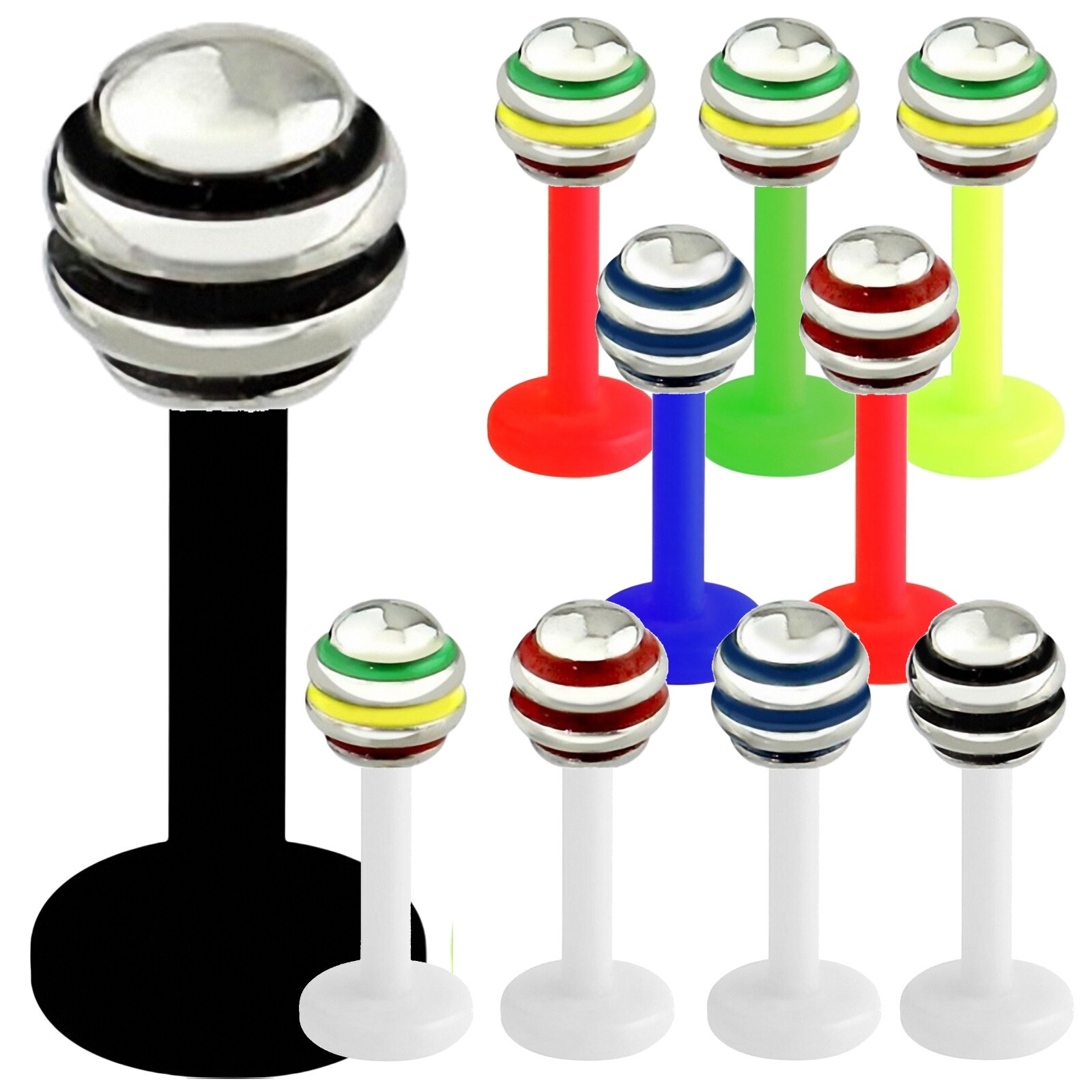 2,5-5mm 1,2mm Micro Labret Ohr Helix Lippen Piercing Länge 6-10mm Kugel