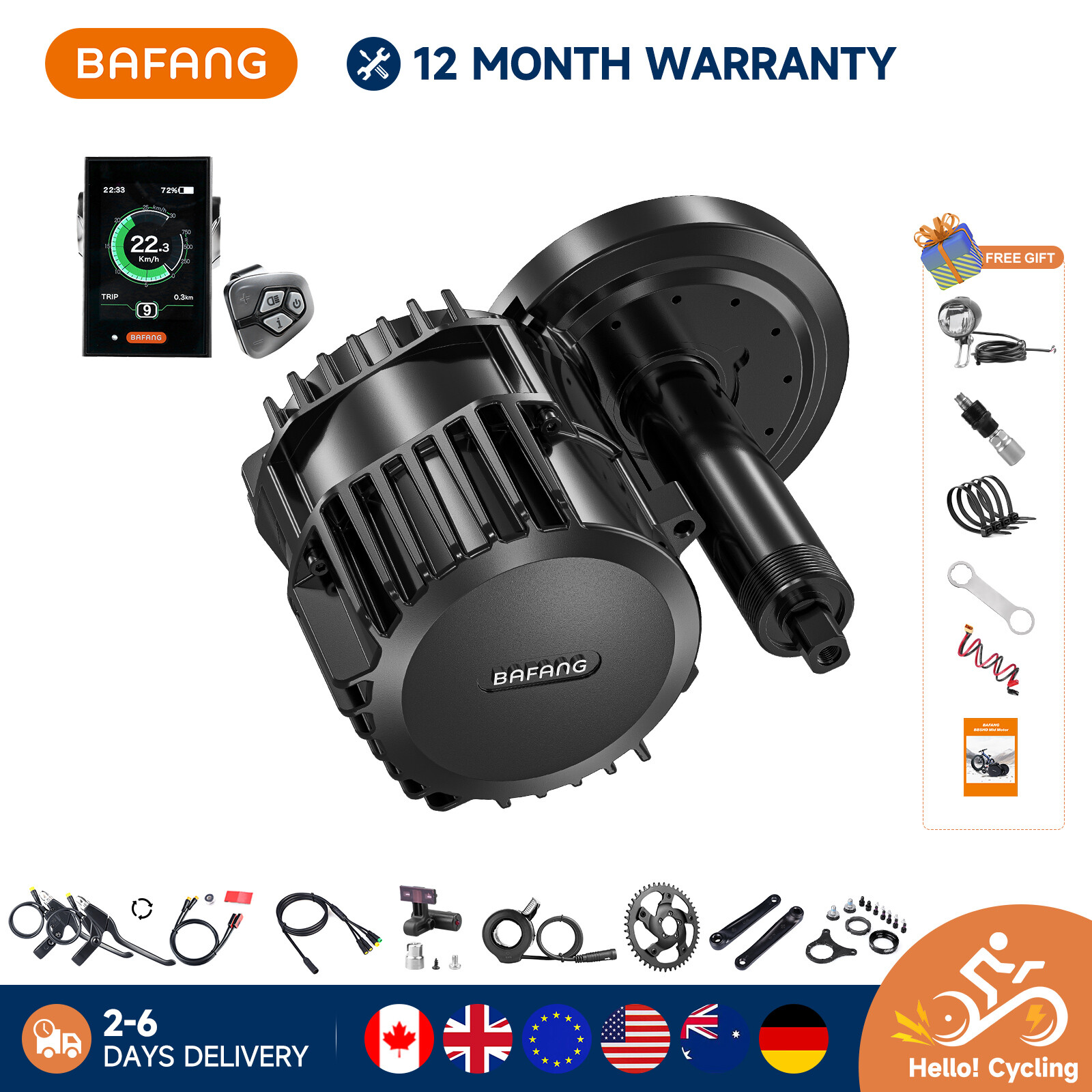 Bafang BBS03 BBSHD 48V 1000W Mid-Drive Motor E-Bike Electric Bike Conversion Kit