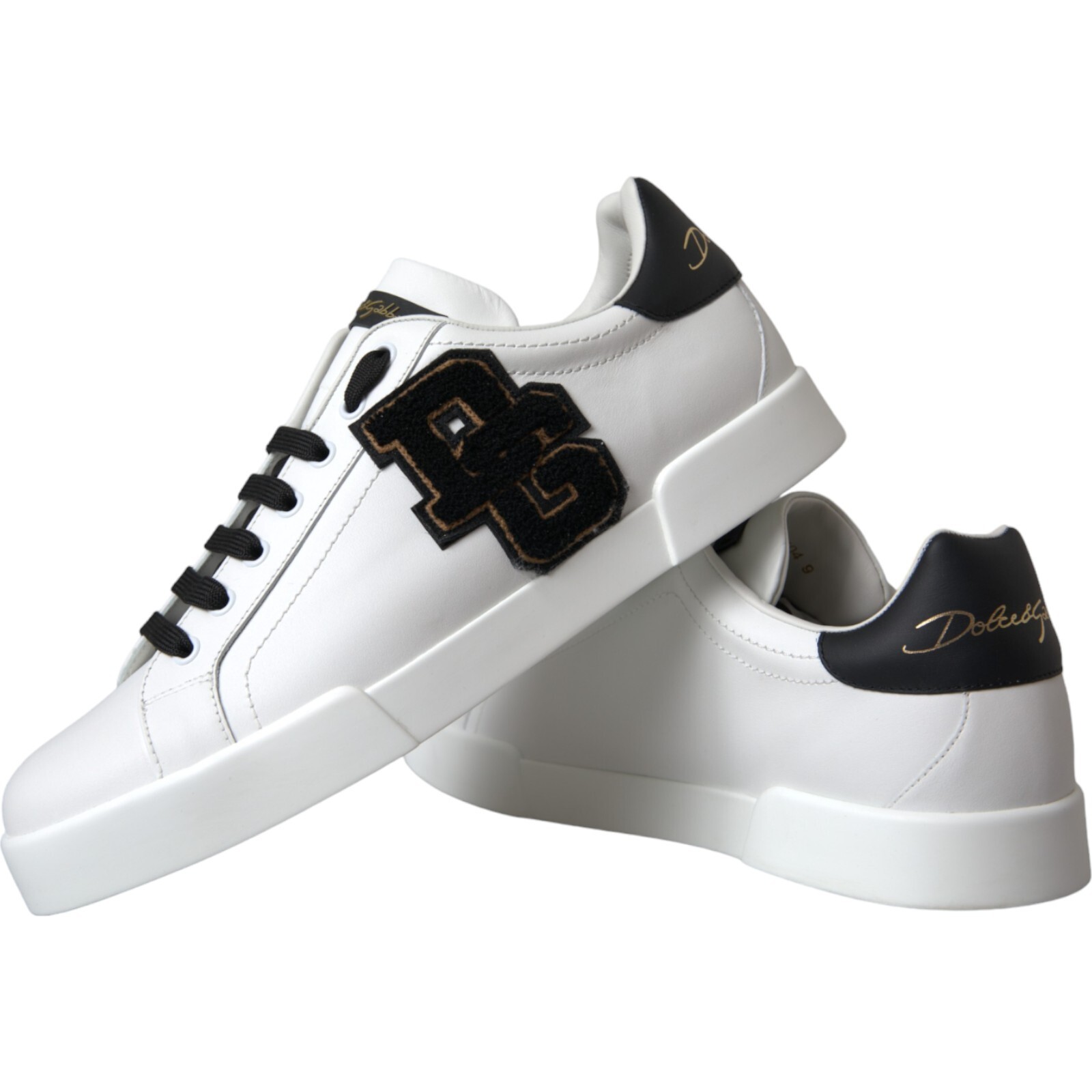Pre-owned Dolce & Gabbana Shoes White Leather Dg Logo Casual Low Top Sneakers Eu40 / Us7