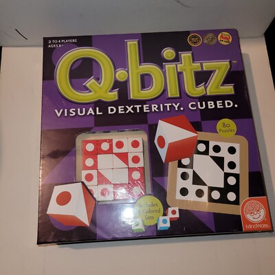 Q-Bitz Visual Dexterity Cubed Board Game MindWare Qbitz 80 Puzzles NEW SEALED