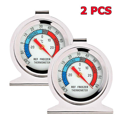 Refrigerator Freezer Thermometer Fridge DIAL Type Stainless Steel Hang Stand 1-4