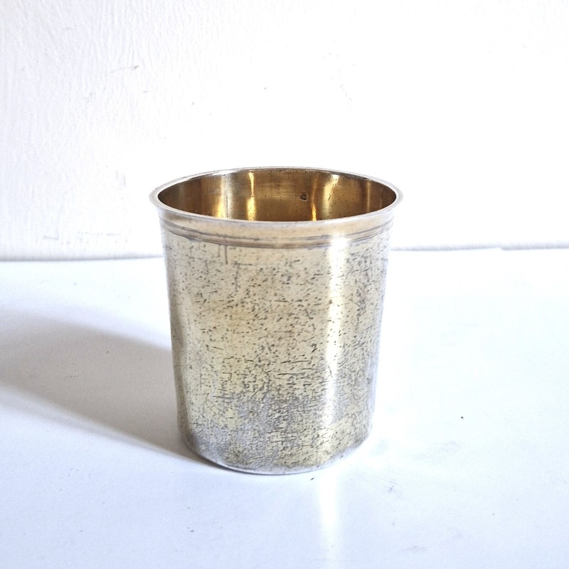Jolie Timbale En Argent Massif DorÃ© PoinÃ§OnnÃ©E, Ã©Poque XixÃ¨Me. 60 Gr.