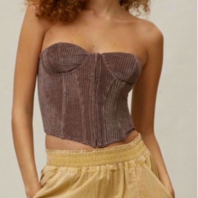 Urban outfitters out from under replay velvet waffle corset in mauve