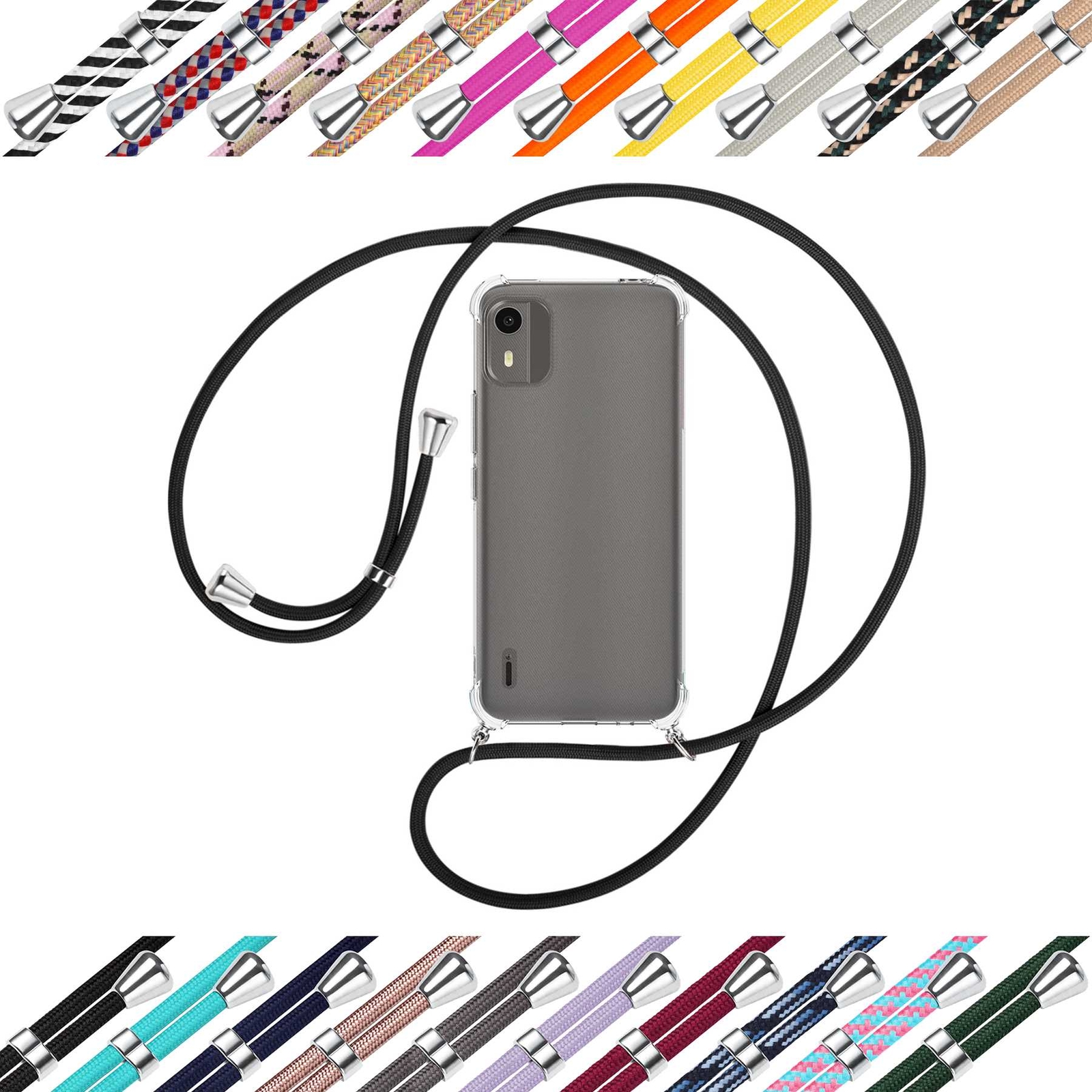 Coque Avec Cordon Pour Nokia C12 / C12 Pro - Collier De Sécurité Métallique - Marque Mtb More Energy