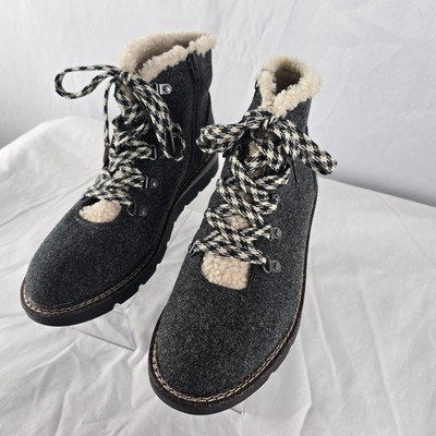 Madden NYC Boots Women's 11 Hiker Wedge ECO LUX Charcoal Grey Foam Insoles NWT