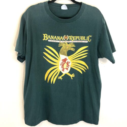 HTF Rare Vintage 80s Banana Republic Logo T-Shirt L XL Green HTF Rare Vintage 80s Banana Republic Logo T-Shirt L XL Green