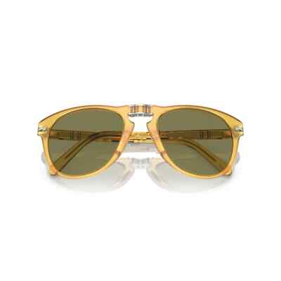Pre-owned Persol Steve Mcqueen Po 0714sm 204/p1 54 Opal Yellow Green Polarized Sunglasses