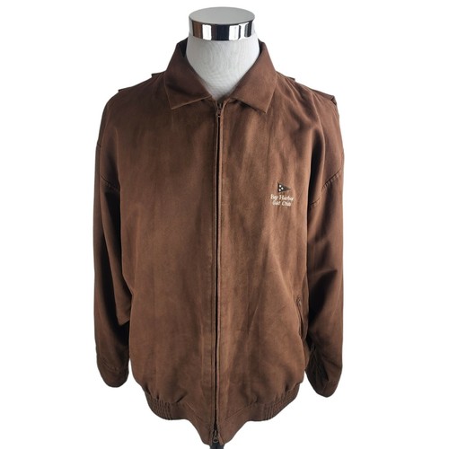 Vintage Zero Restriction Golf Suede Jacket Mens XL Brown Zip Up All Seasons
