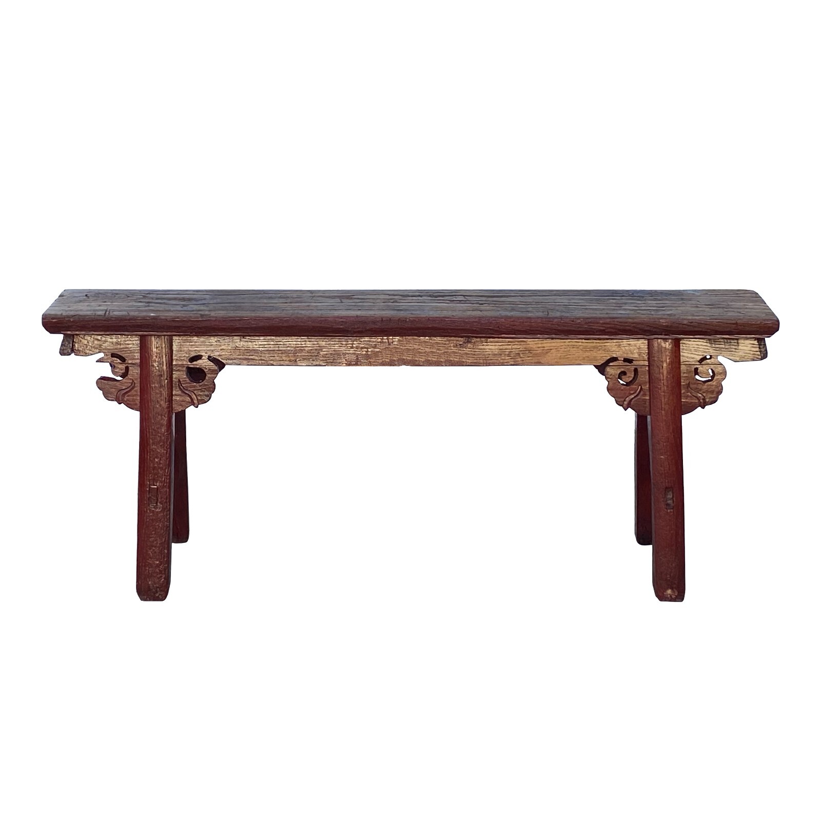 Vintage Brick Red Rural Village Rustic Slim Wood Seating Bench cs7359S Vintage Brick Red Rural Village Rustic Slim Wood Seating Bench cs7359S