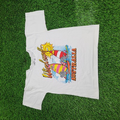 Vintage 1988 Cute Windsurfing Koala Australia Shirt Women Medium 19x22 Oasis AU