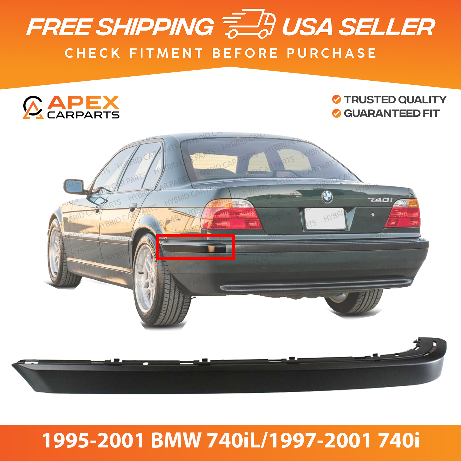 Rear Outer Left Hand Bumper Trim For 1995 2001 BMW 740iL 1997 2001 740i eBay