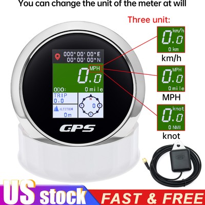 85MM LCD Digital GPS Speedometer Gauge with Voltmeter for Boat Car Truck ATV SUV