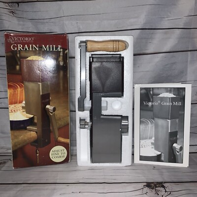 Victorio Hand Crank Grain Mill W/Clamp Base Grind Wheat Rice Oats Barley NIB